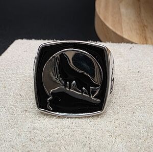 Silver and Black Men's Ring (1347)